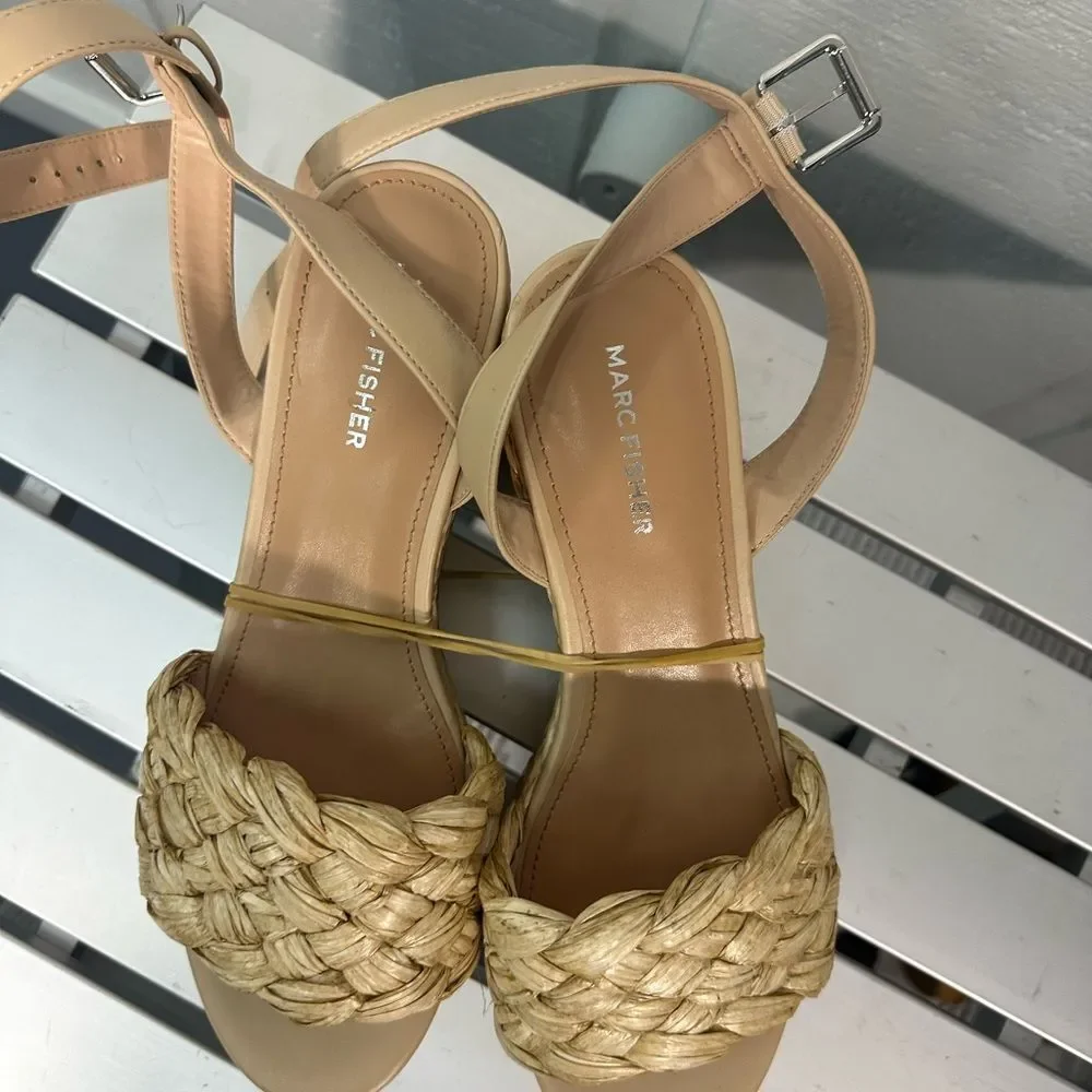 Marc Fisher Steele Jute Raffeta Platform Sandals Size 10 NWOT